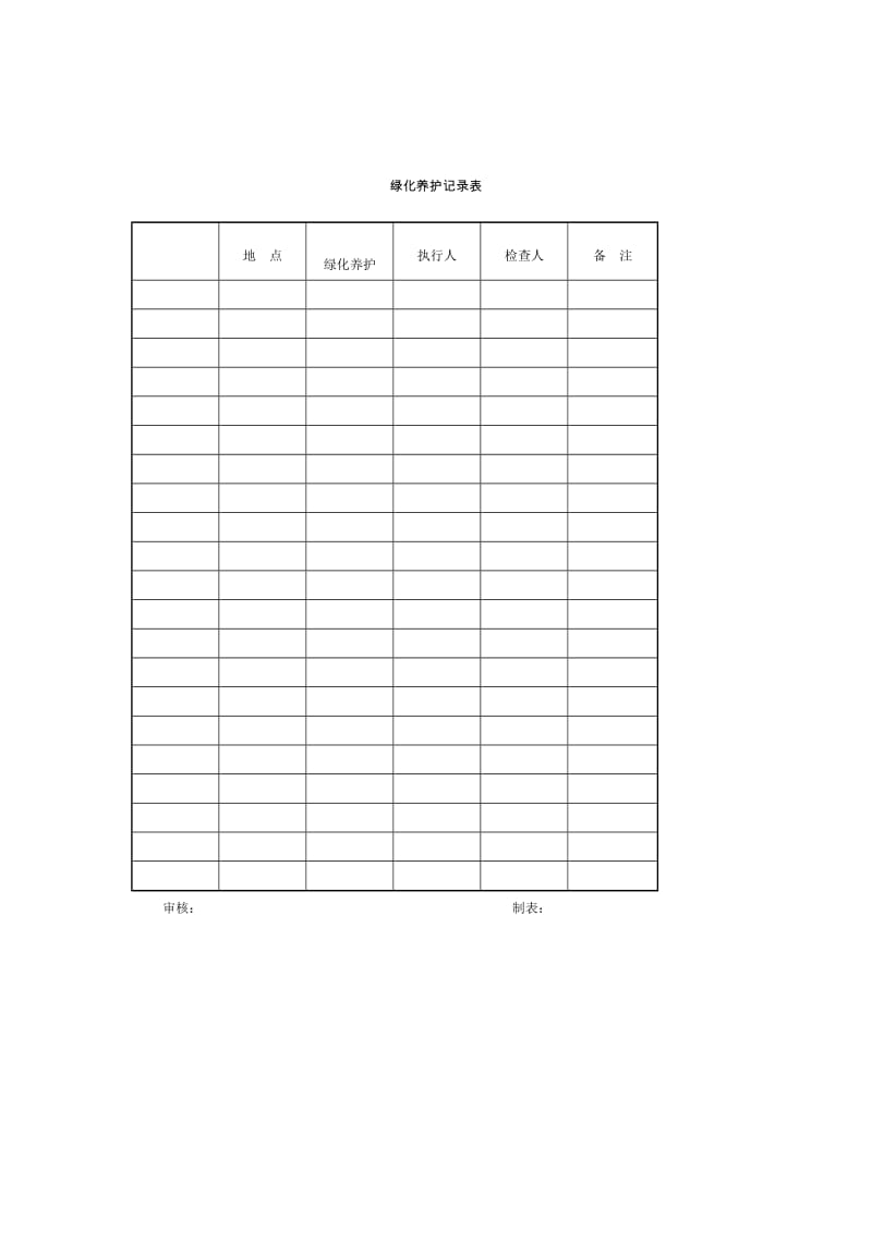 绿化养护记录表格式.doc_第1页