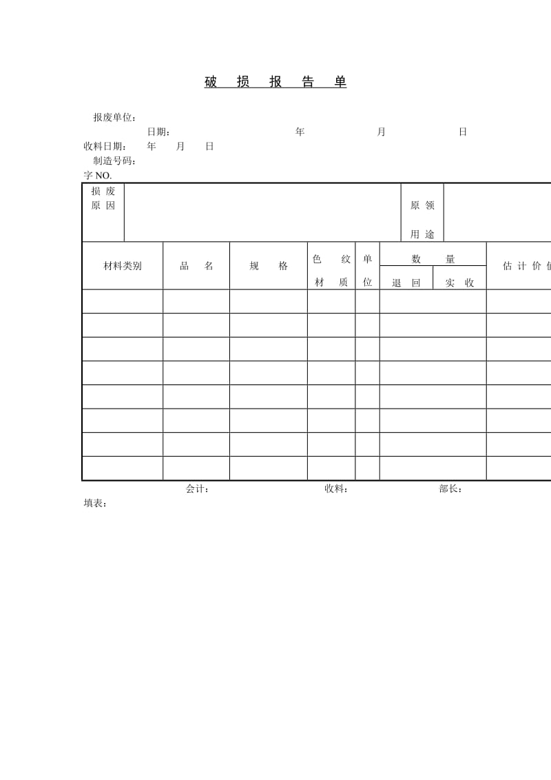 破损报告单格式.doc_第1页