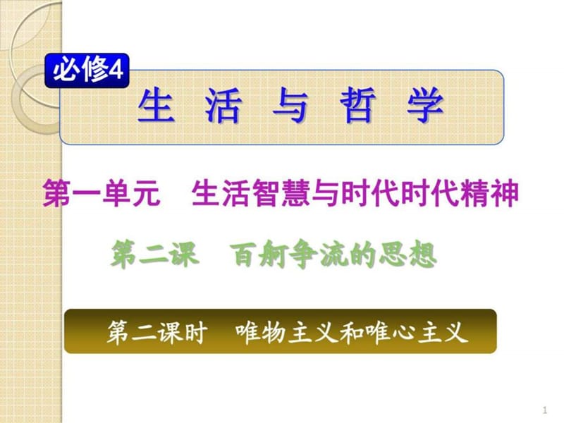 最新山西省届高三政治复习1.2.2《唯物主义和唯心主义..ppt_第1页