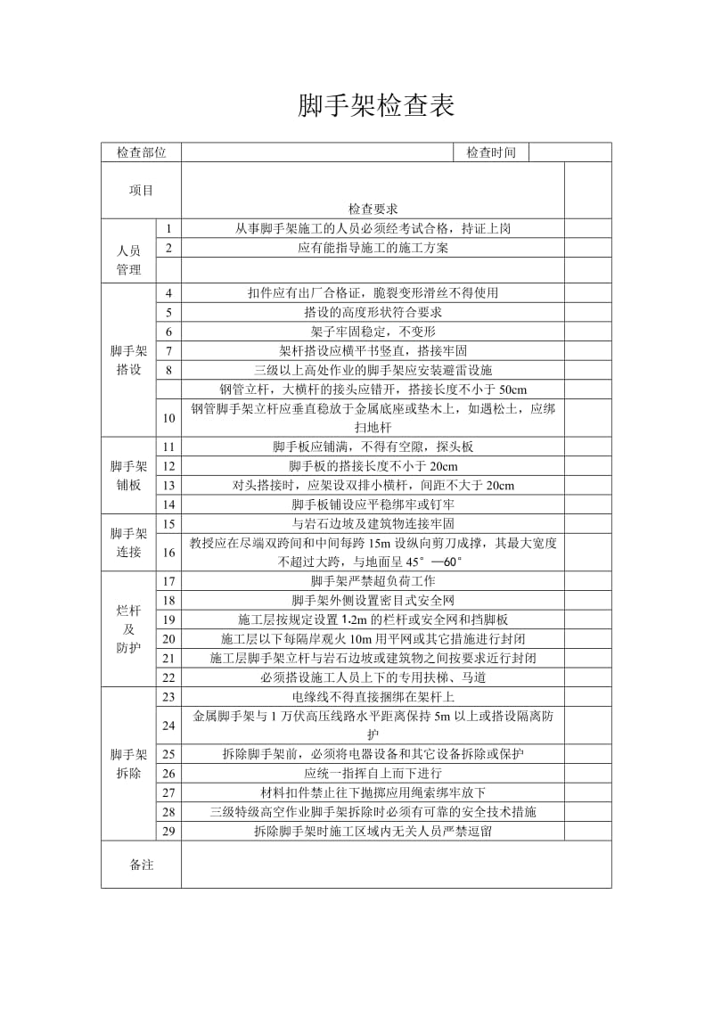 脚手架检查表.doc_第1页