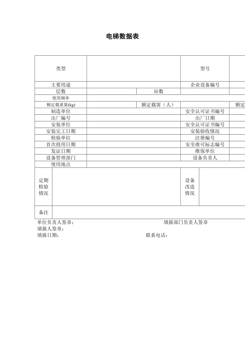 电梯数据表.doc_第1页