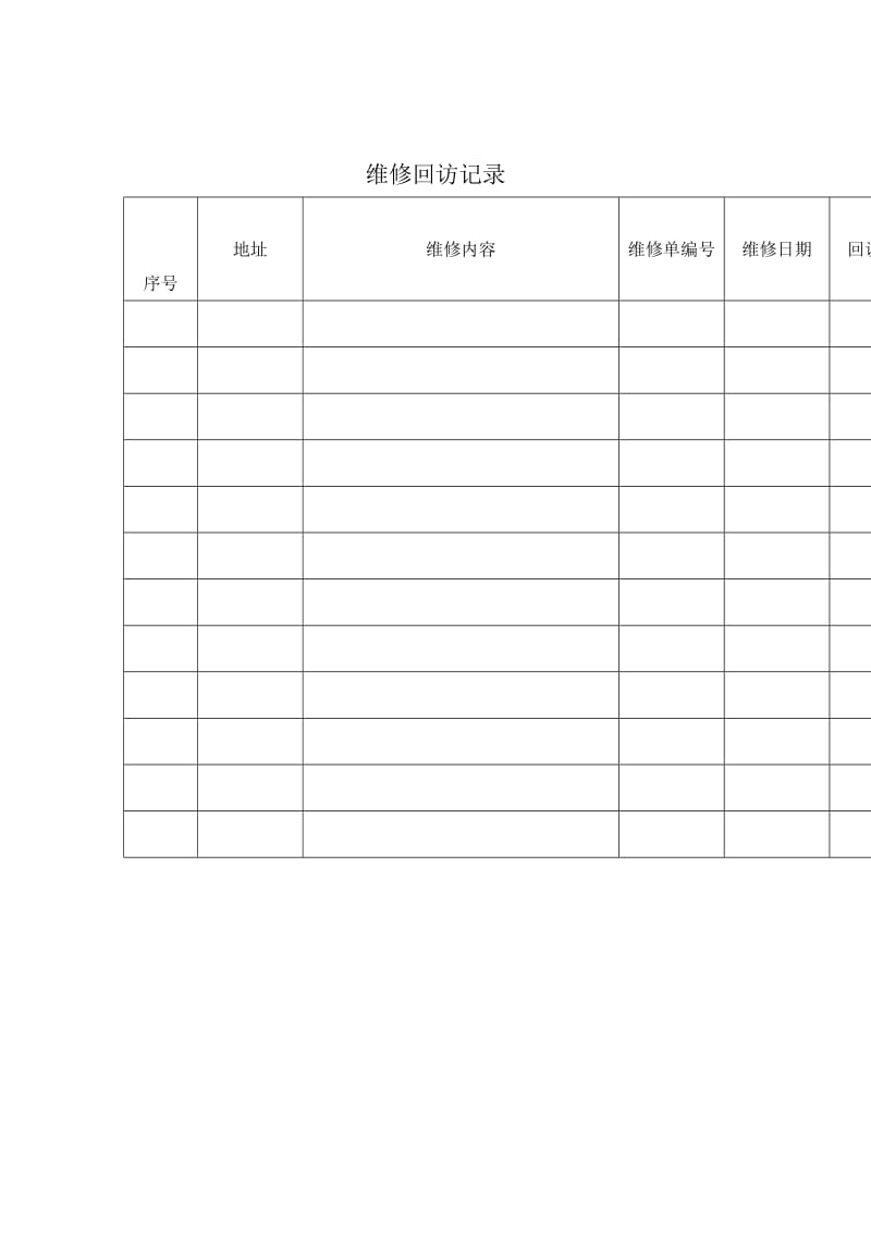 维修回访记录（表格模板、doc格式）.doc_第1页