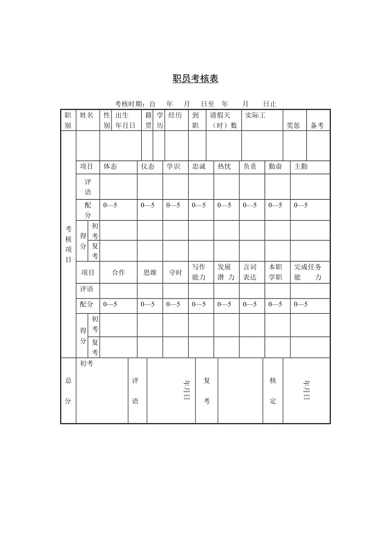 职员考核表.doc_第1页