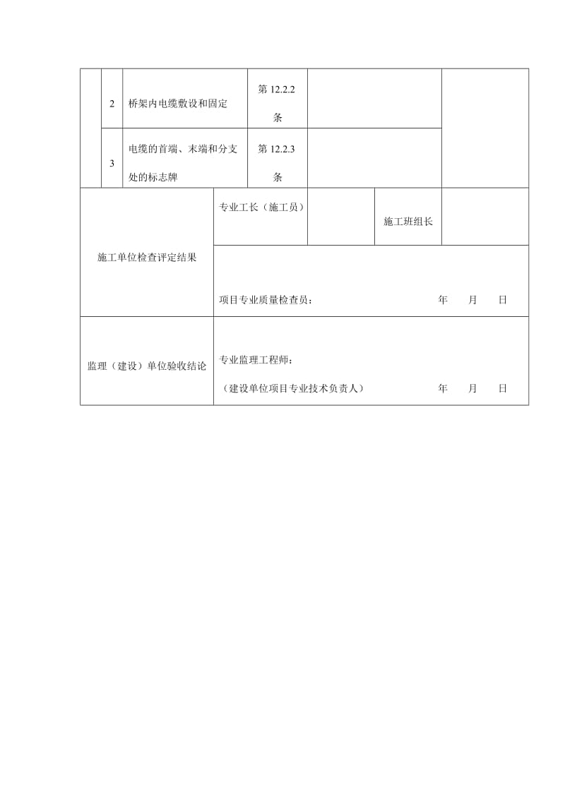 电缆桥架安装和桥架内电缆敷设工程检验批质量验收记录表（doc格式）.doc_第2页