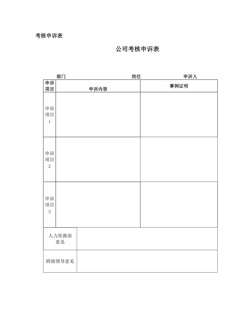 考核申诉表（doc格式）.doc_第1页