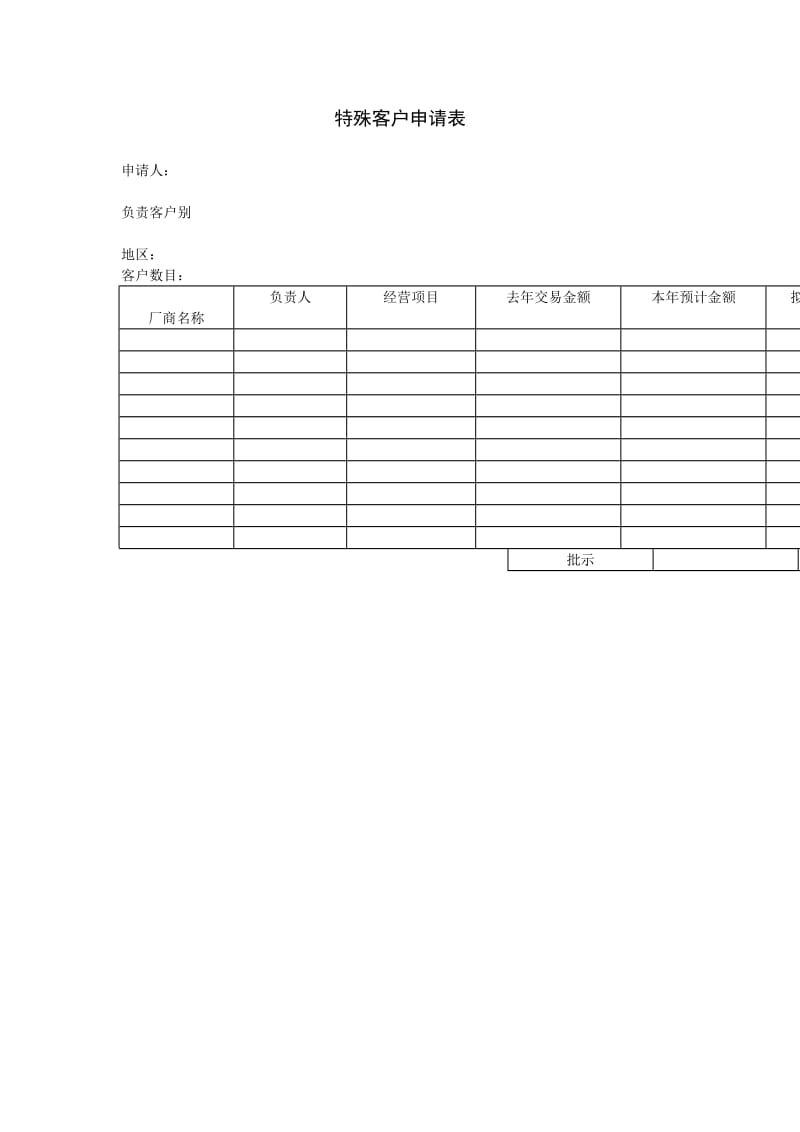 特殊客户申请表模板.doc_第1页