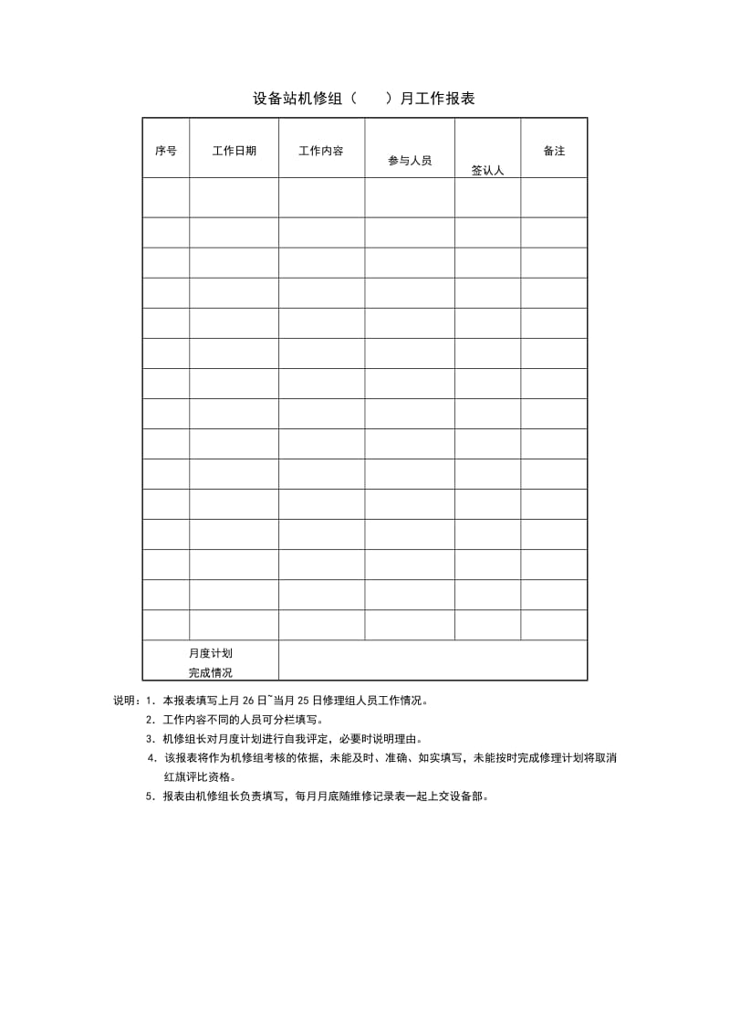 设备站机修组月工作报表格式.doc_第1页