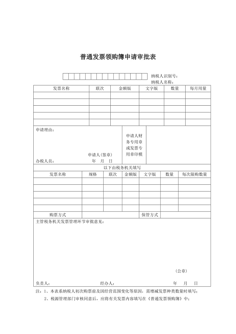 财务报表格式——普通发票领购簿审批表.doc_第1页