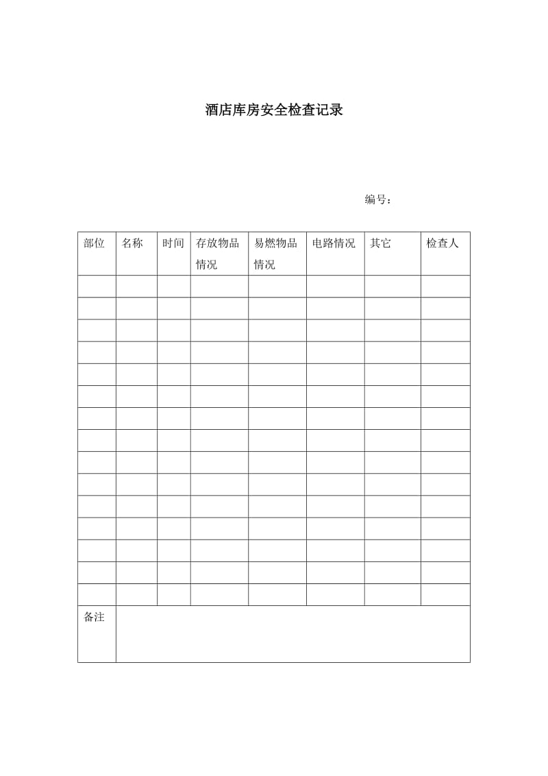 酒店库房安全检查记录.doc_第1页