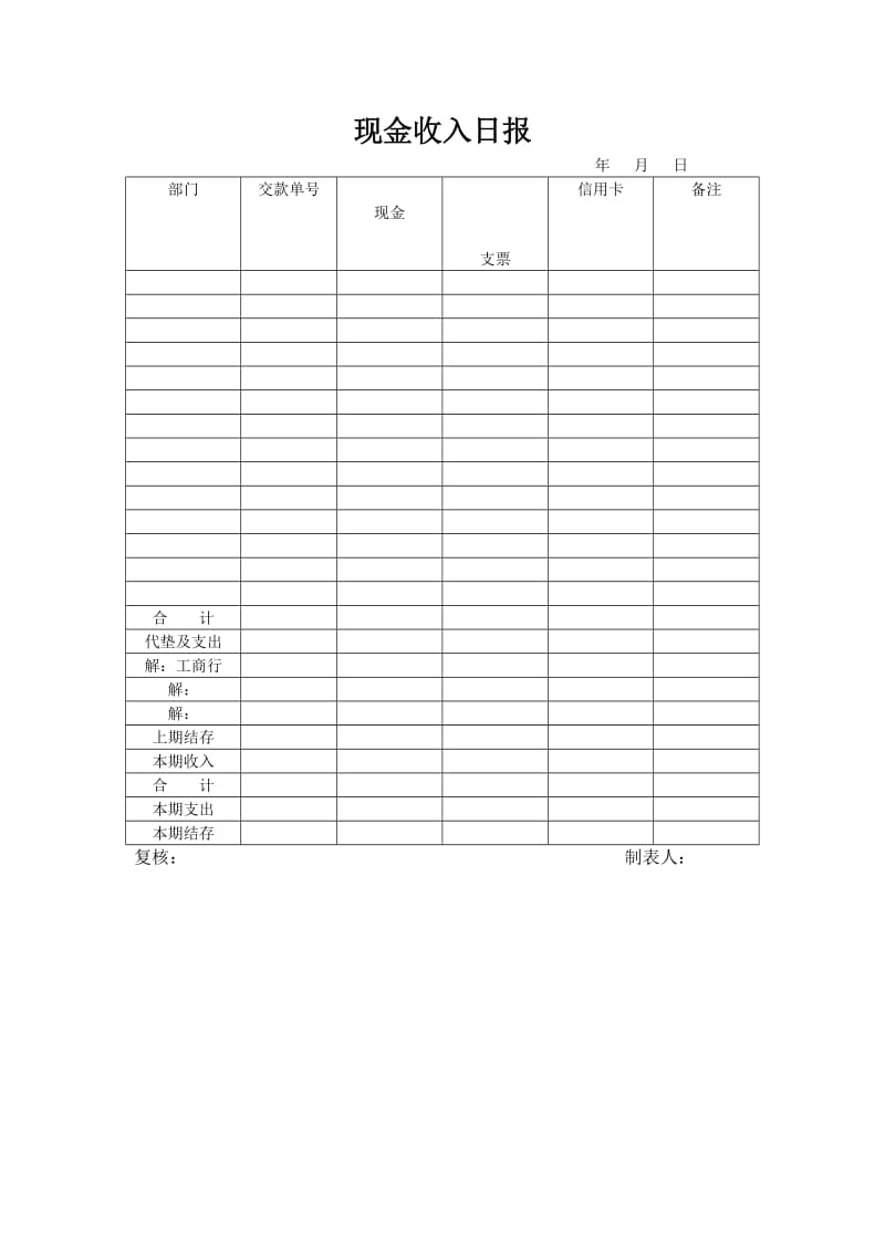 酒店现金收入日报.doc_第1页