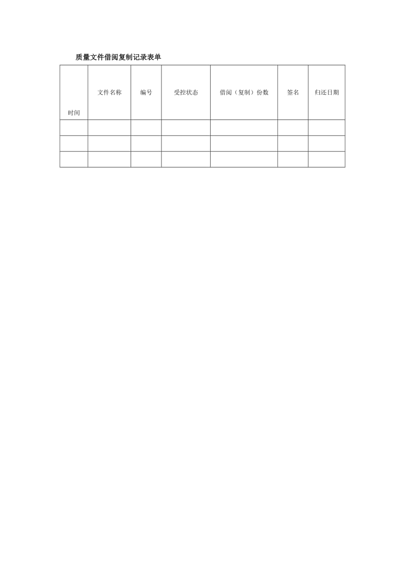 质量文件借阅复制记录表单.doc_第1页