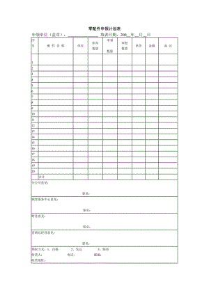 零配件申领计划表（doc格式）.doc