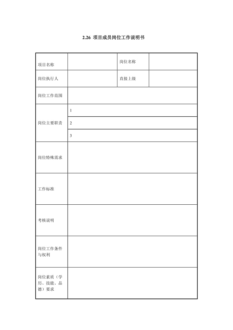 项目成员岗位工作说明书格式.doc_第1页