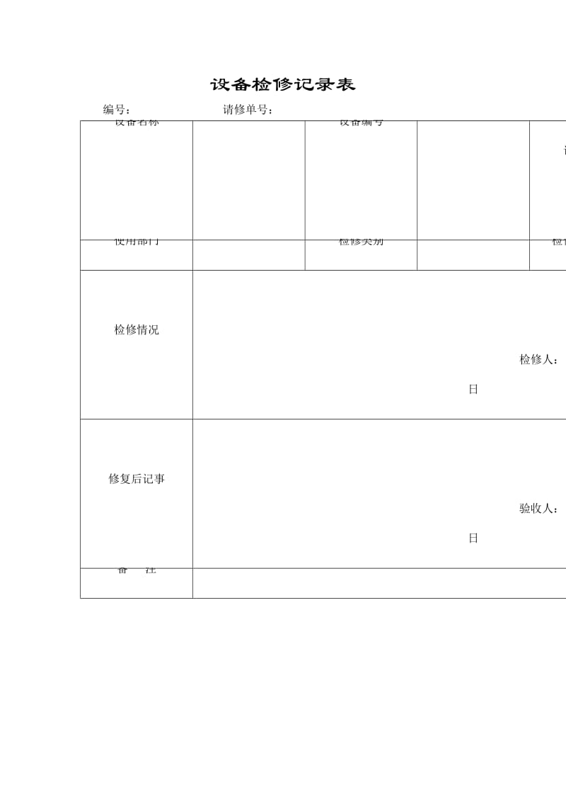 设备检修记录表.doc_第1页