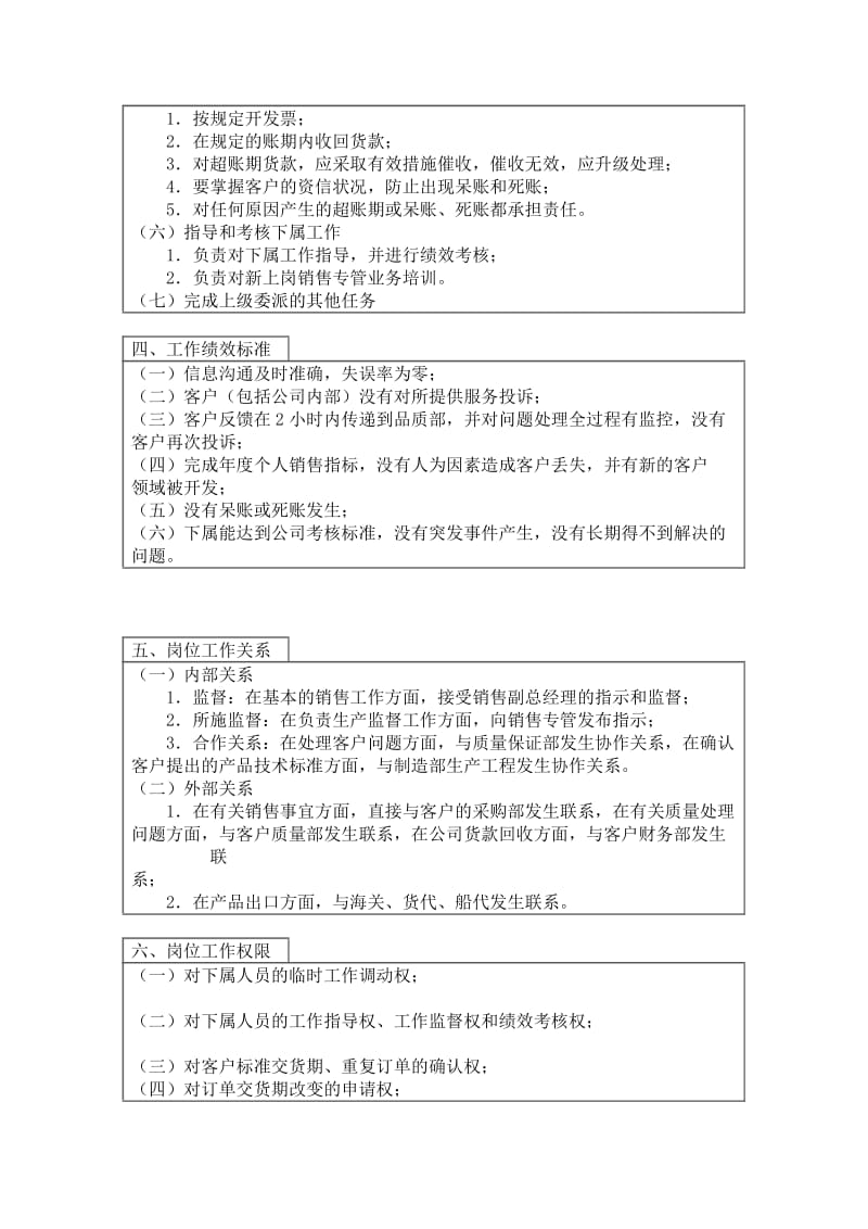 销售主管岗位工作说明书（DOC 3页）.doc_第2页