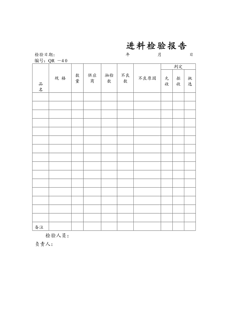 进料检验报告（doc格式）.doc_第1页