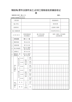 钢结构（零件及部件加工）分项工程检验批质量验收记录.doc