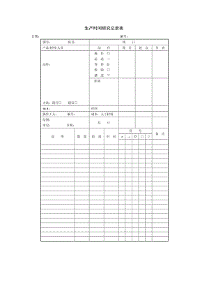 项目现场管理_生产时间研究记录表.doc