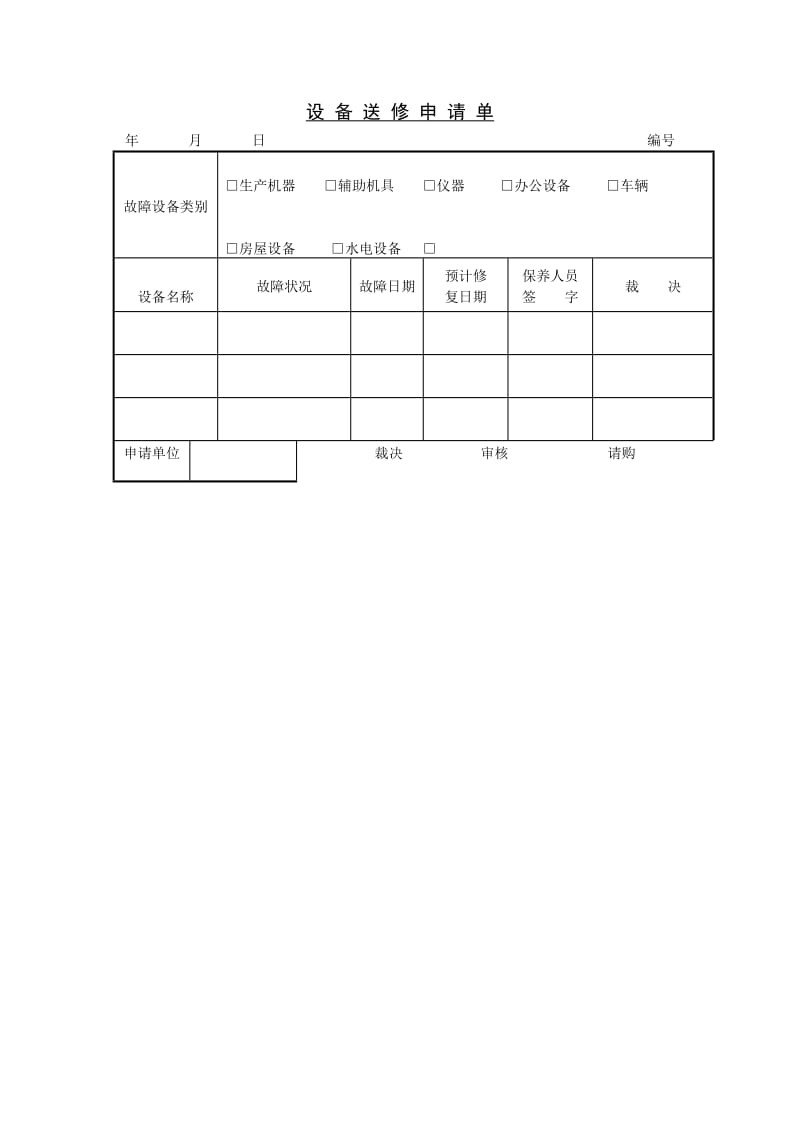 设备送修申请单.doc_第1页