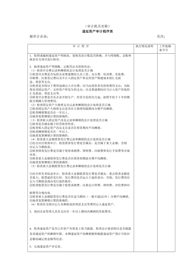 递延资产审计程序表.doc.doc_第1页