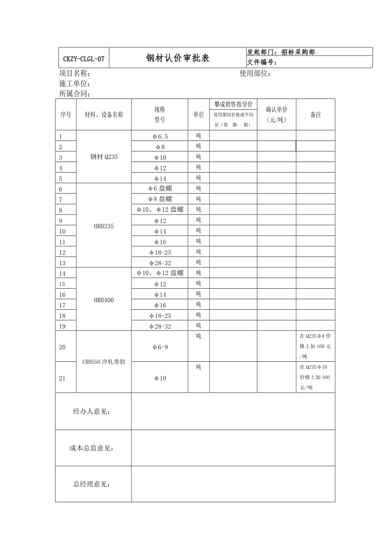 钢材认价审批表.doc_第1页