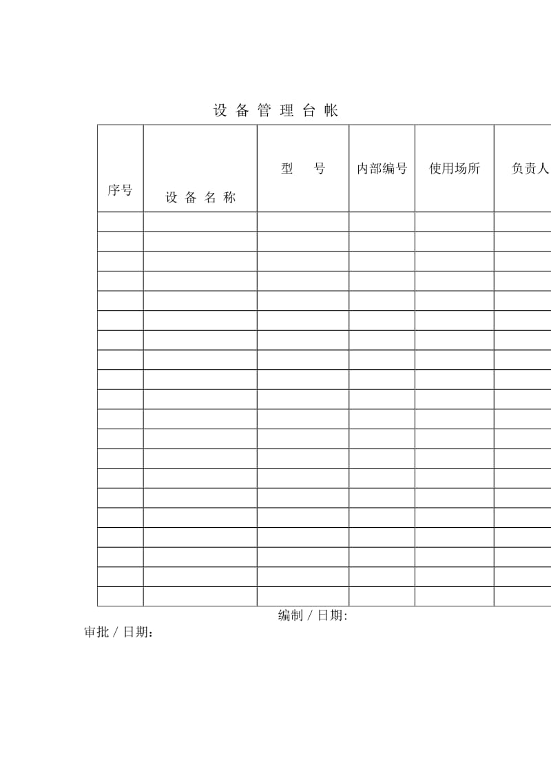 设备管理台帐（新）（表格模板、doc格式）.doc_第1页