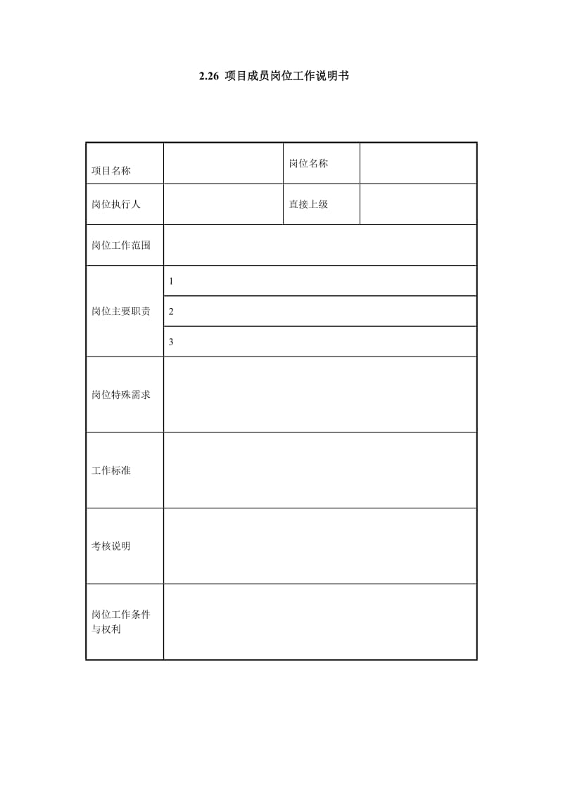 项目成员岗位工作说明书.doc_第1页