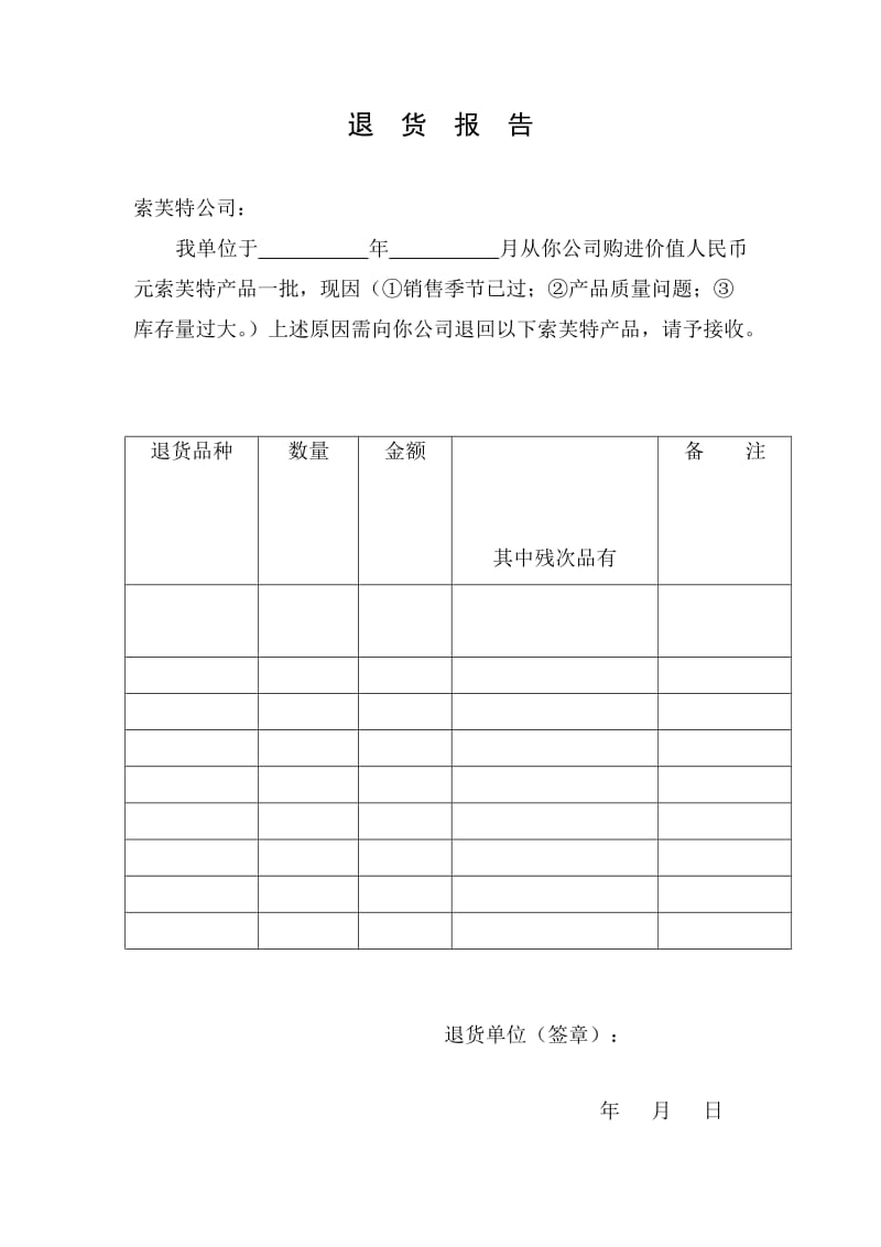 退货报告（doc格式）.doc_第1页