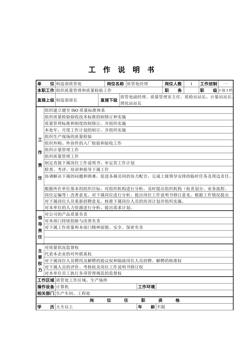 质管处经理工作说明书.doc.doc_第1页