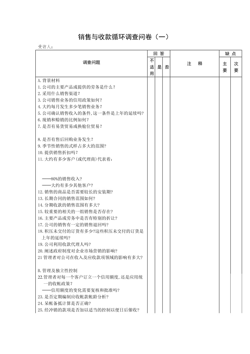 销售与收款循环问卷doc.doc_第1页