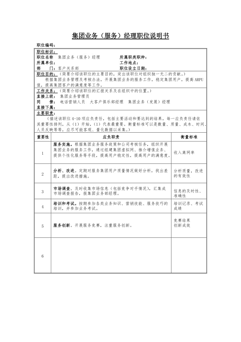 集团业务服务经理岗位说明书.doc.doc_第1页