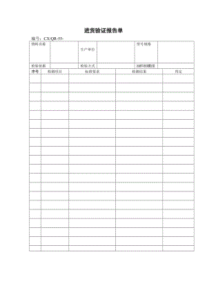 进货验证报告单（表格模板、doc格式）.doc
