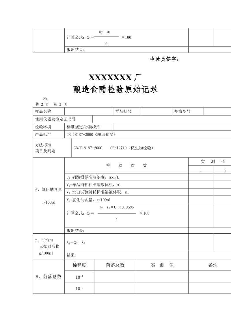 食醋原始记录（表格模板、doc格式）.doc_第2页