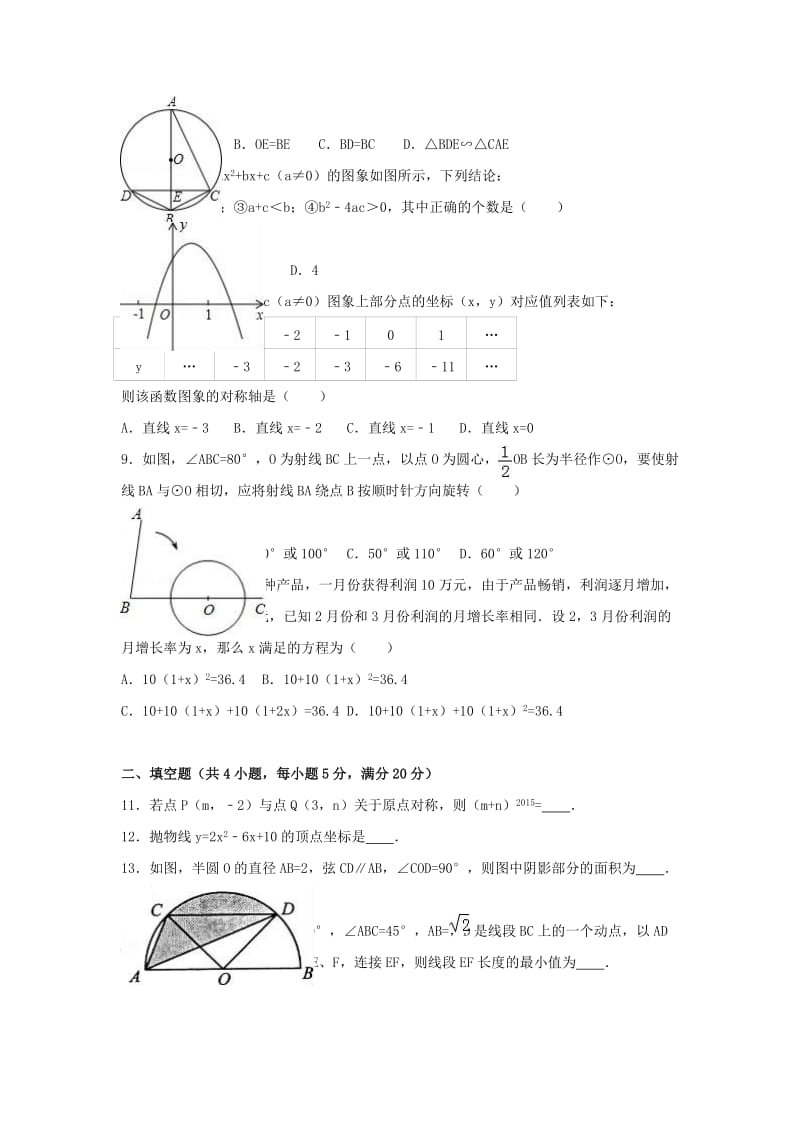 九年级数学上学期期中试卷（含解析） 新人教版5..doc_第2页