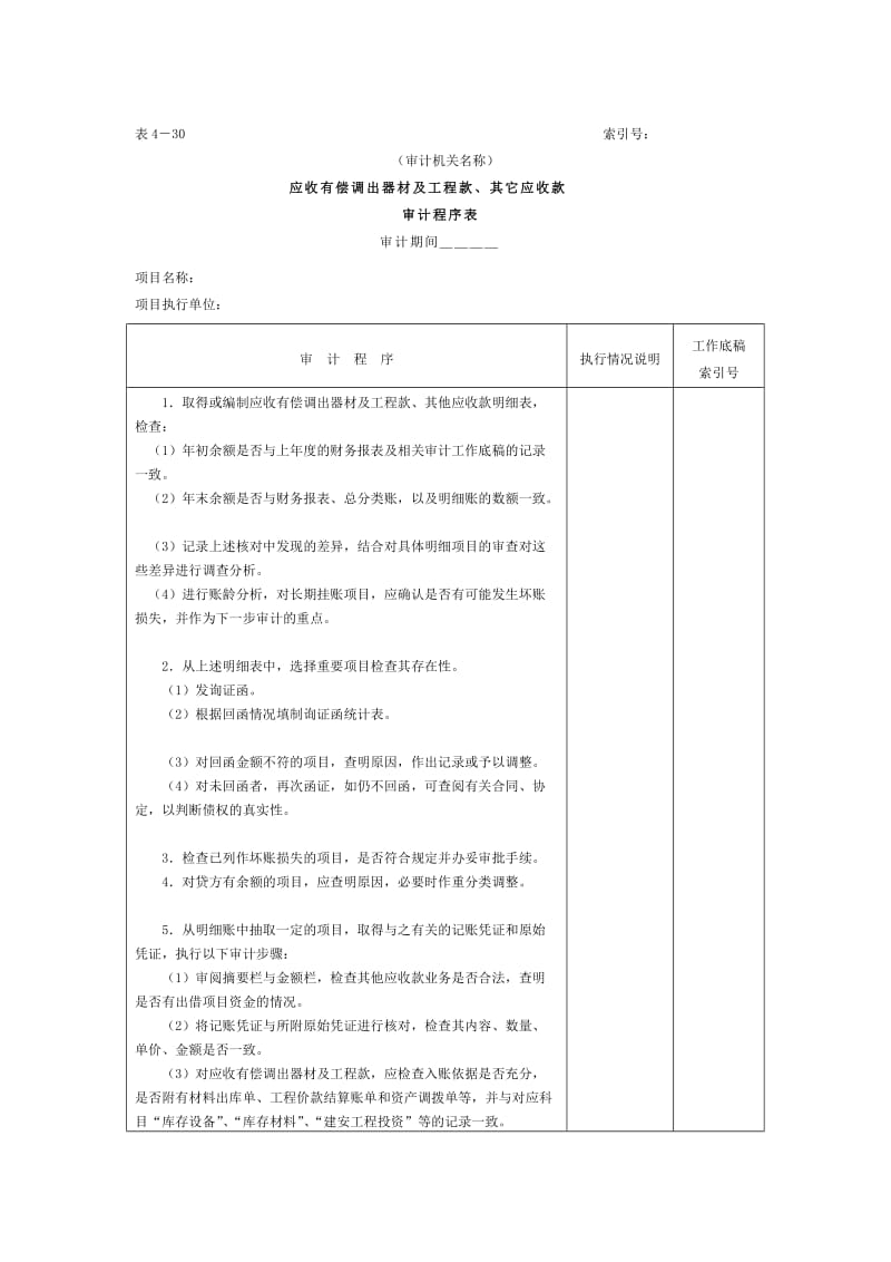 预付及应收款-应收、其他应收款款审计程序表.doc_第1页