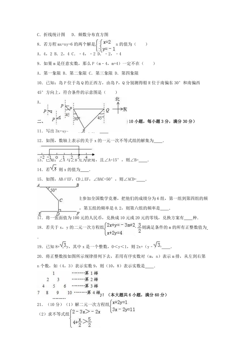 七年级数学下学期期末试卷（含解析） 新人教版3..doc_第2页