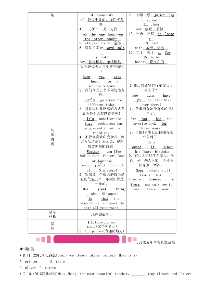 中考英语命题研究 第一部分 教材知识梳理篇 八下 Units 9-10试题1..doc_第2页