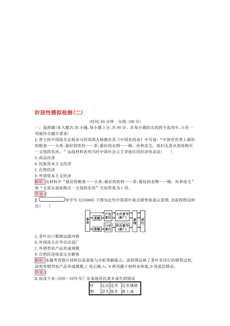 高中历史 阶段性模拟检测2 新人教版必修2..doc_第1页