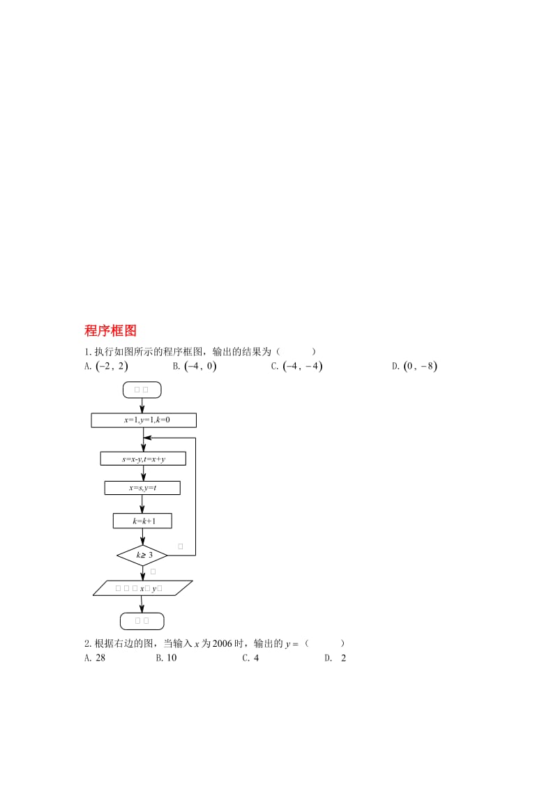 高一数学上学期同步练习 程序框图..doc_第1页