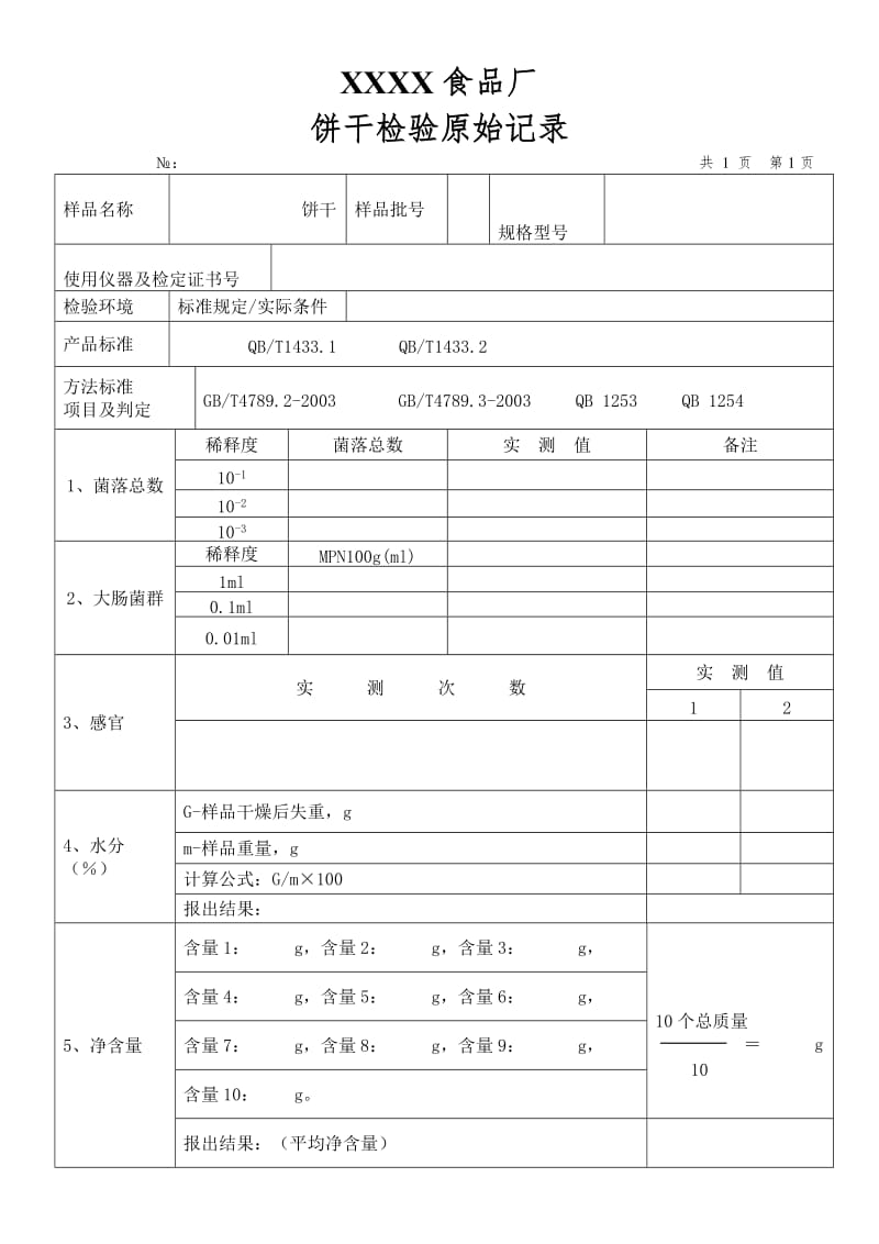 饼干检验原始记录.doc_第1页