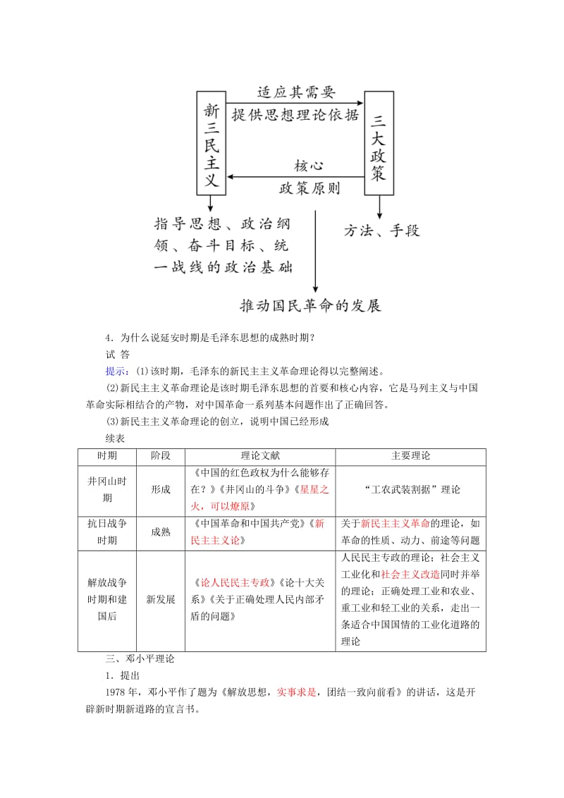 高考历史一轮复习 第32讲 20世纪以来中国重大思想理论成果教案 人民版..doc_第3页