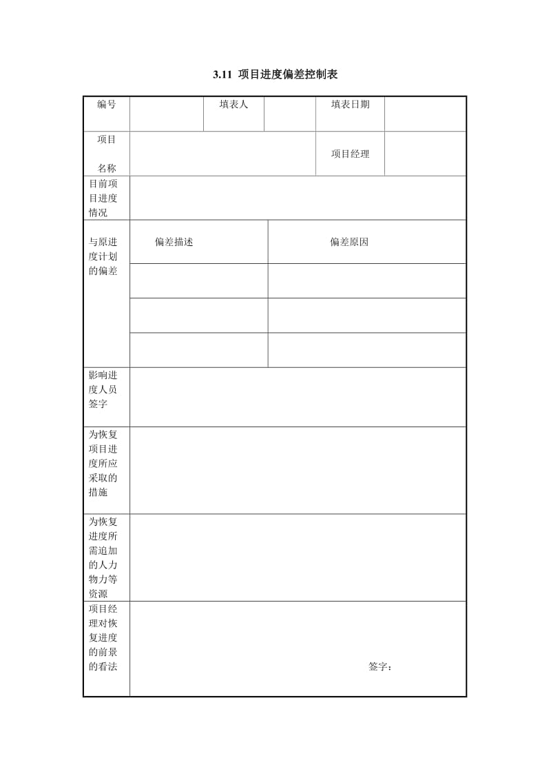 项目进度偏差控制表格式.doc_第1页