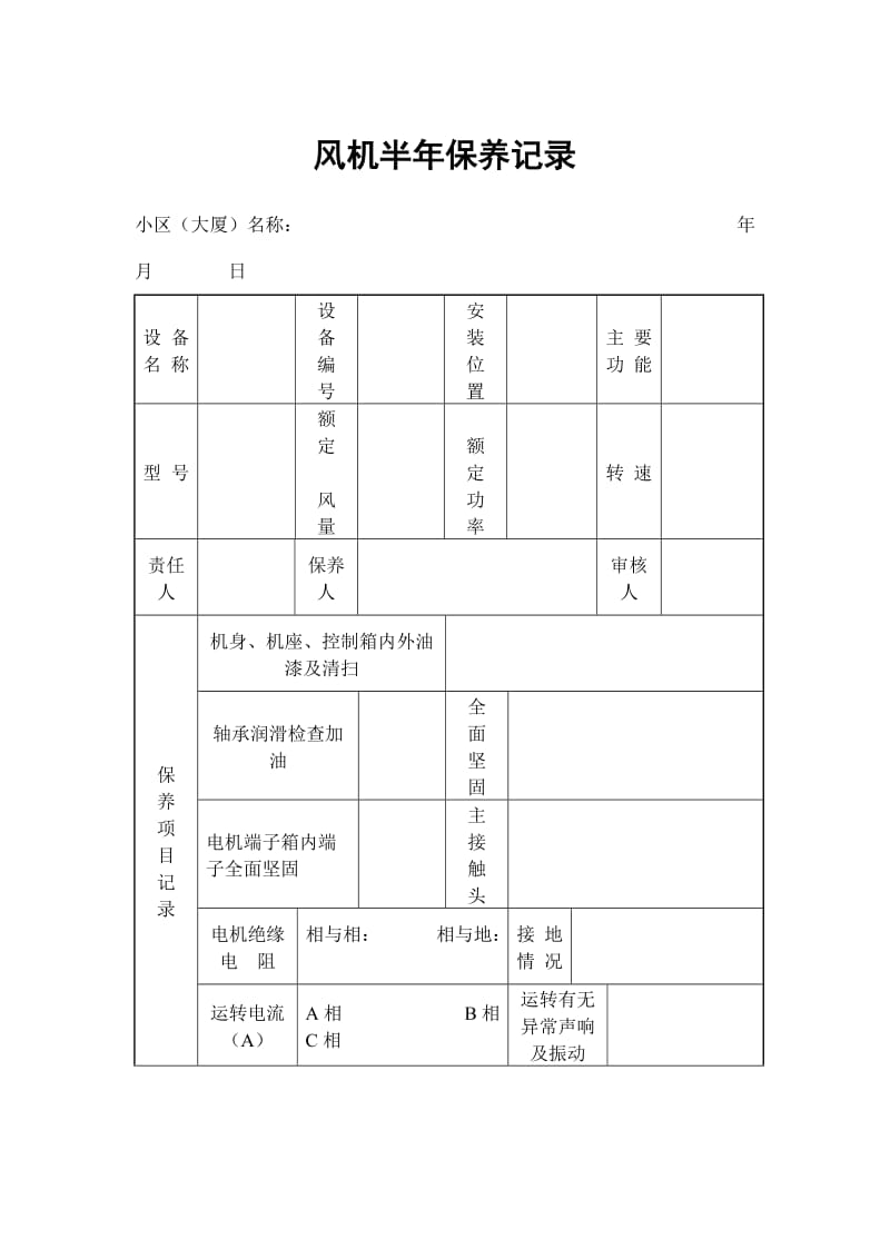 风机半年保养记录（doc格式）.doc_第1页