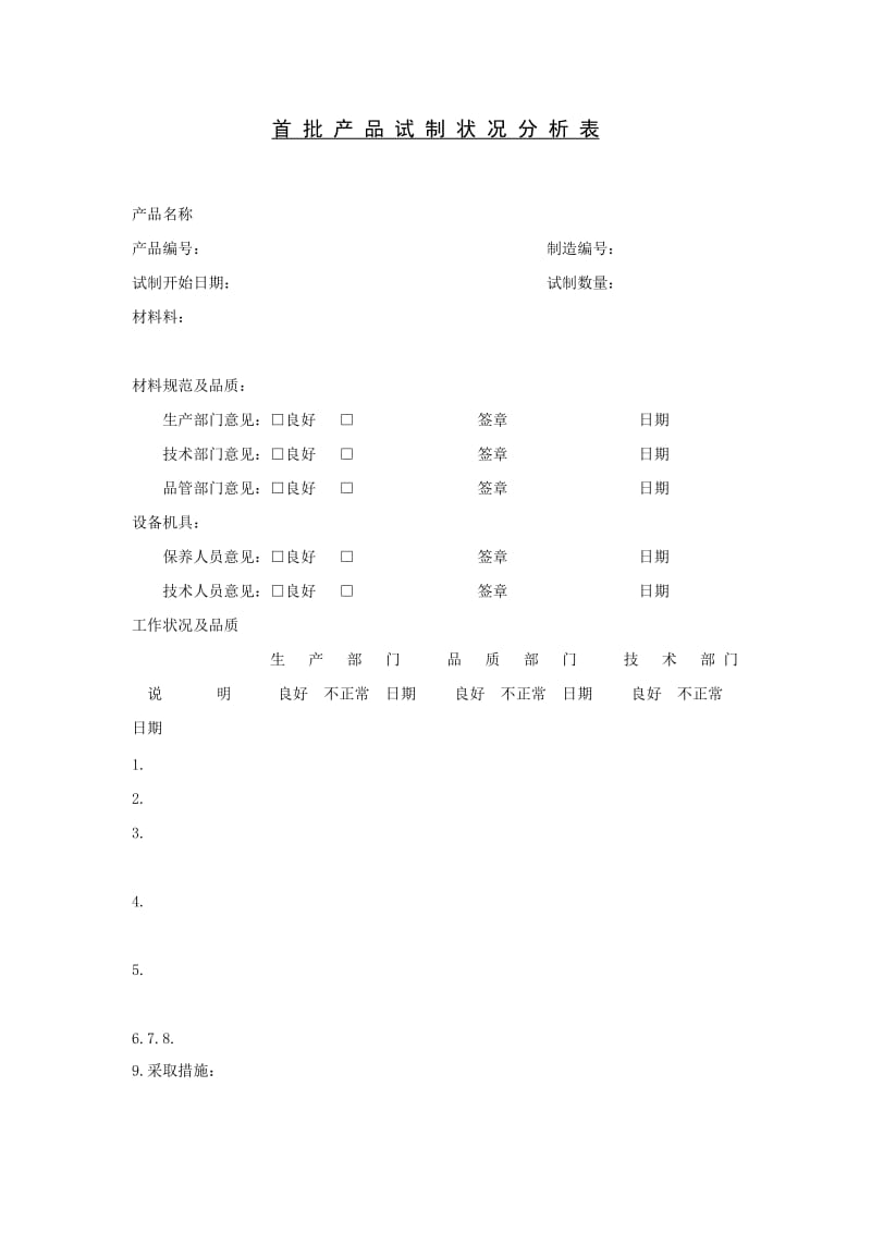 首批产品试制状况分析表格式.doc_第1页