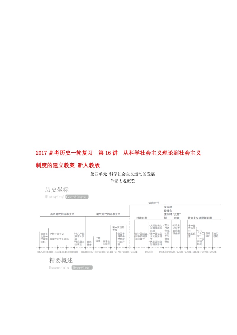 高考历史一轮复习 第16讲 从科学社会主义理论到社会主义制度的建立教案 新人教版..doc_第1页