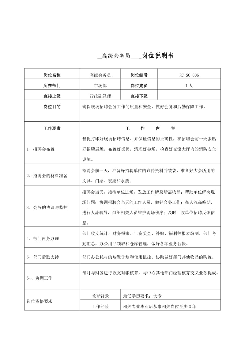 高级会务员岗位说明书.doc.doc_第1页