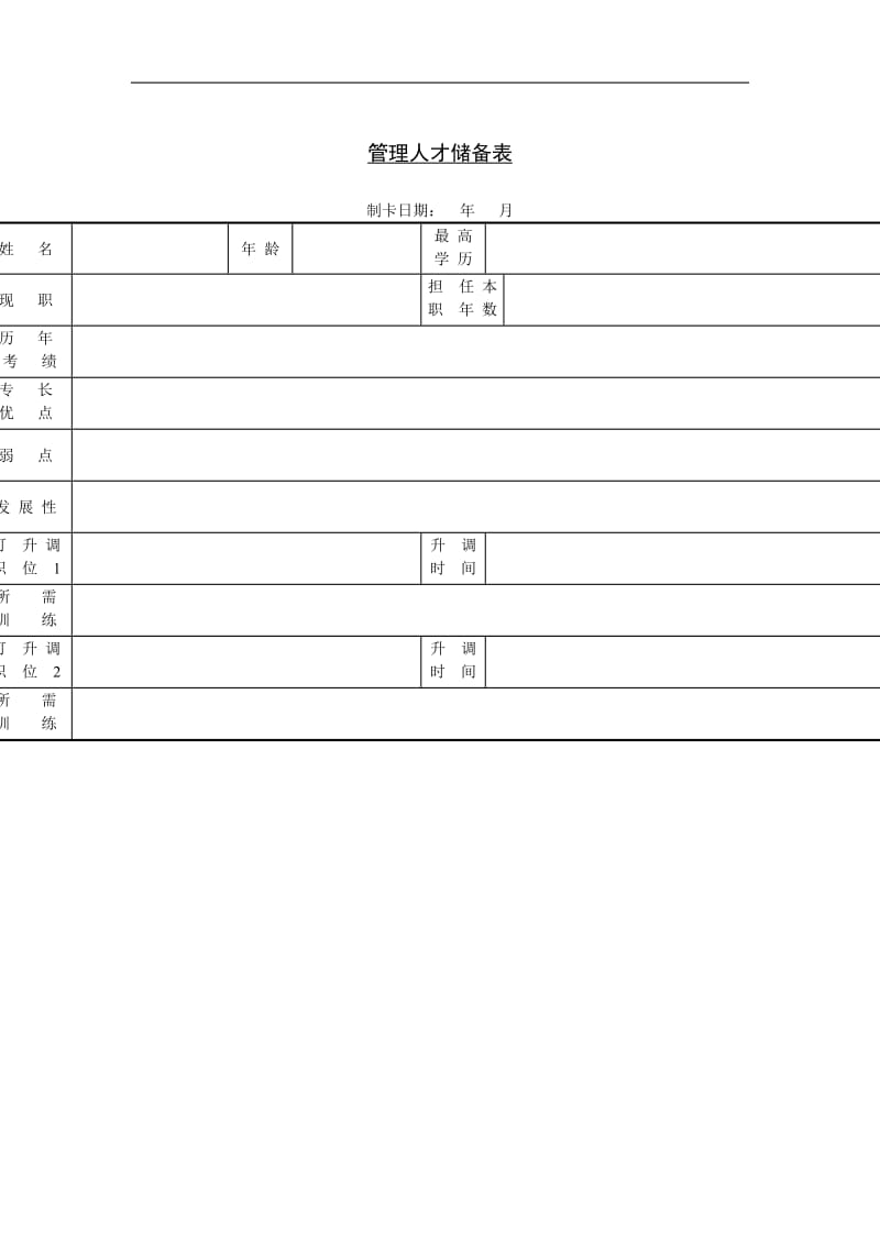 管理人员升迁计划表格（doc格式）.doc_第2页