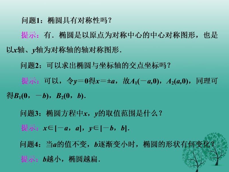 高中数学 2_1_2 第一课时 椭圆的简单几何性质课件 新人教A版选修1-1..ppt_第2页