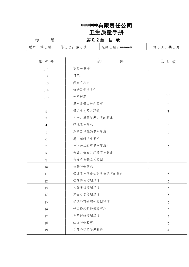 xx有限责任公司卫生质量手册（制度范本、doc格式）.doc_第3页