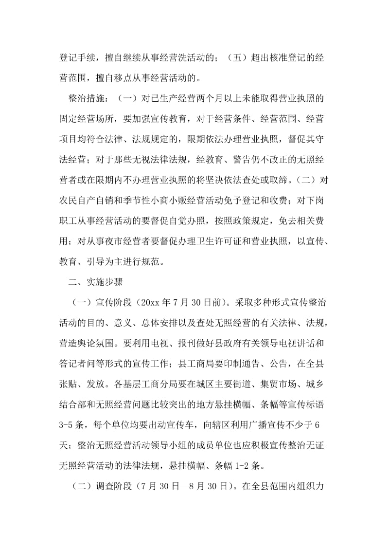 工商局开展查处取缔无照经营活动实施方案.doc_第2页